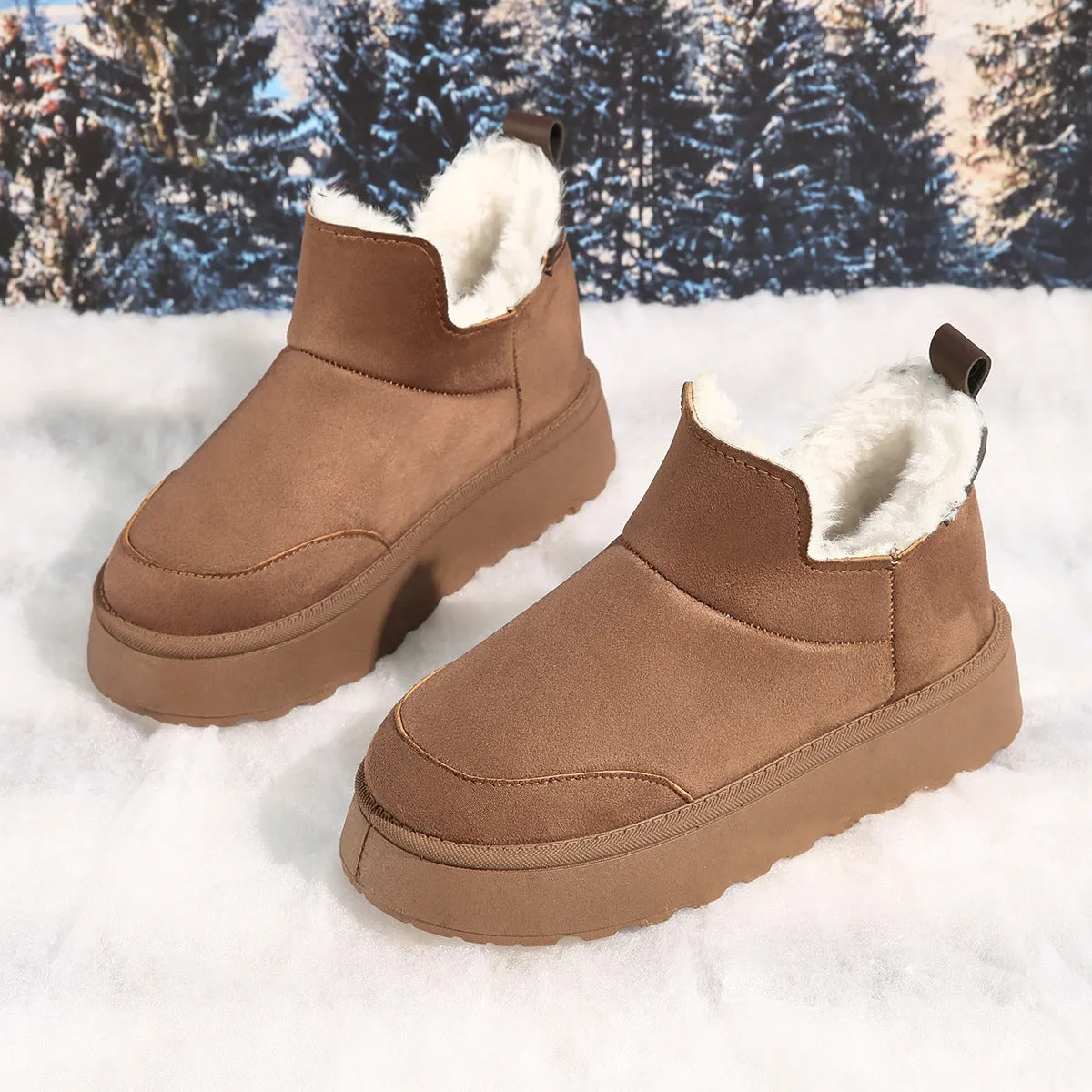 Women's thicken plush lined warm snow boots anti-skid