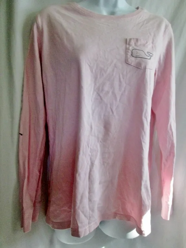 Womens VINEYARD VINES Long Sleeve T- Tee Shirt S PINK Whale Preppie